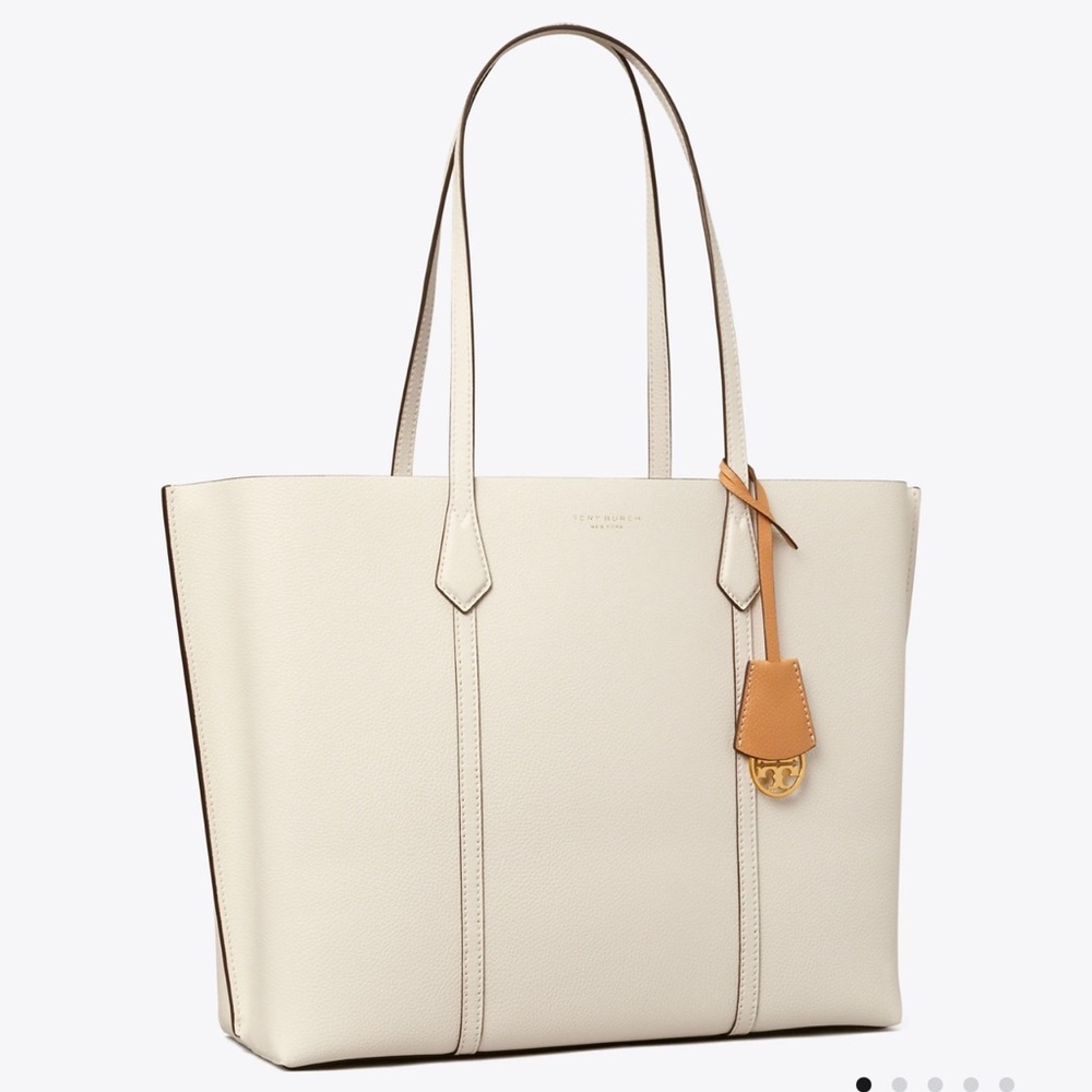 Tory Burch Women's New Ivory Triple Compartment Perry Leather Tote Handbag